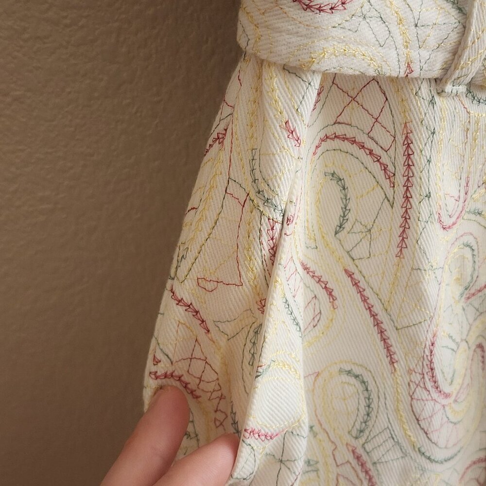 Shoshanna Romper Womens 4 White Multicolor Paisley Short Sleeve Belted Pockets - Picture 8 of 14